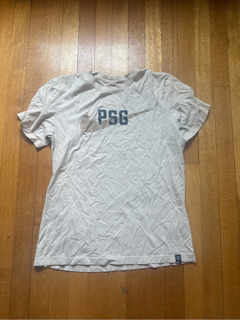 PSG Nike Logo Tee in Light Beige
